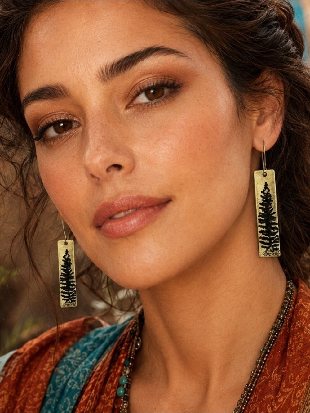 ANTHROPOLOGIE GOLDEN TREE BOHO EARRINGS - Picture 2 of 5